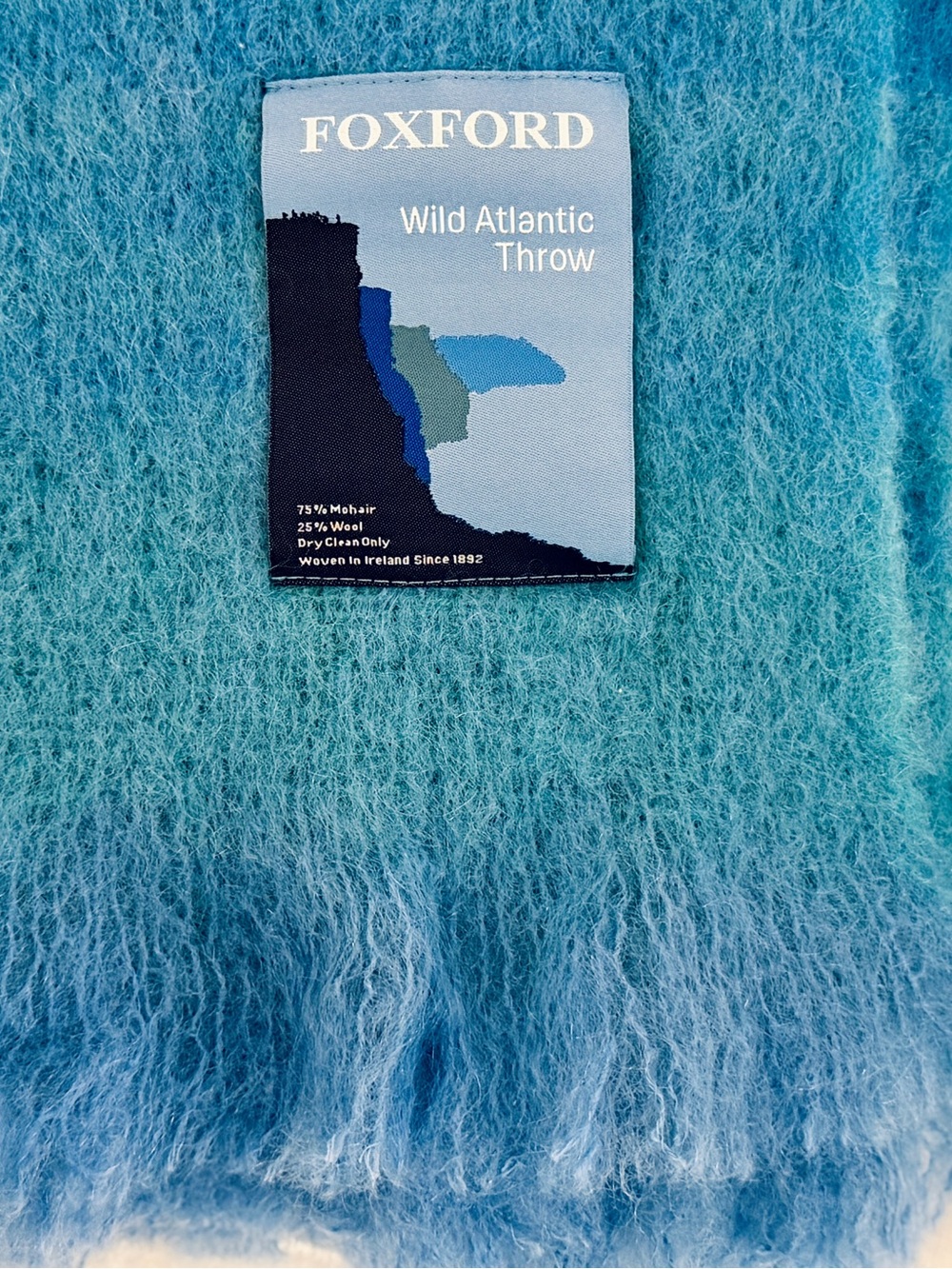 Foxford Wild Atlantic Blue Ombre Throw - Picture 3 of 10